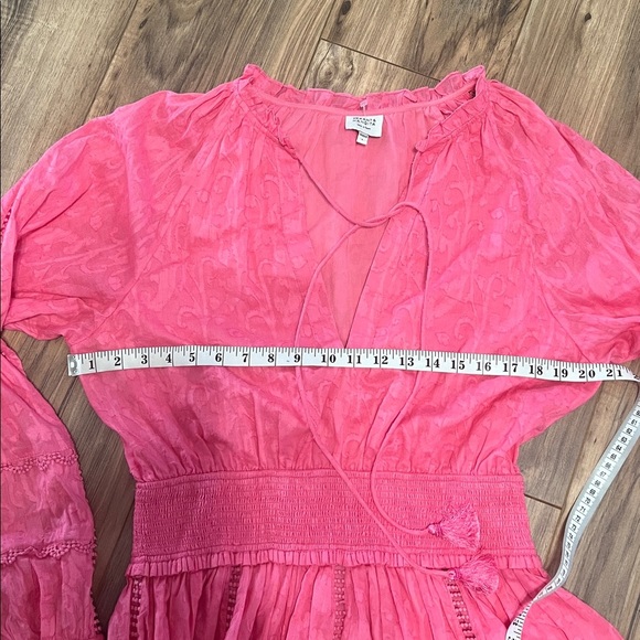 Hemant & Nandita Boho Gypsy Hot Pink Mini Dress L Ruffle Hem Festival - Picture 4 of 8